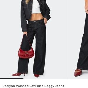 Edikted Raelynn Washed Black Low Rise Baggy Jeans size small new with tags